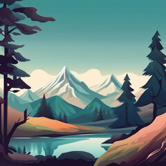 Poster - beautiful mountain illustration background