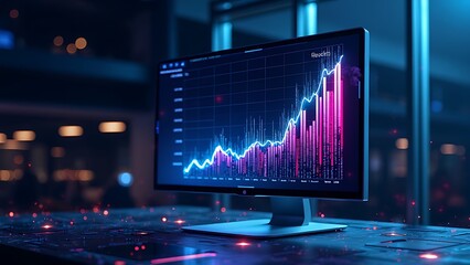 Wall Mural - a digital currency growth chart showing an upward trend in value. the chart illustrates the increasi