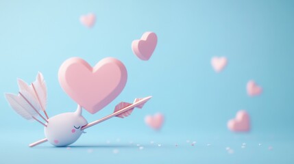 Poster - A cute character with an arrow and hearts, symbolizing love and affection.