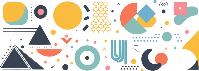 Poster - Geometrically fanciful minimal shapes, Vector flat minimalistic isolated illustration