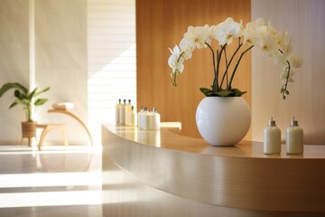 Wall Mural - Spa reception flower plant vase.