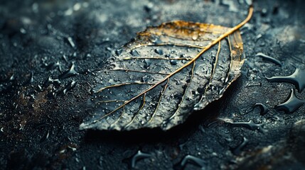 Wall Mural - Close-up of a leaf covered in oil