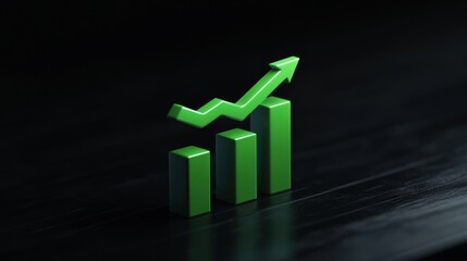 Wall Mural - A green bar graph with an upward trend, symbolizing growth and success in business.