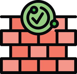 Poster - This colorful icon illustrates a firewall providing security and protection
