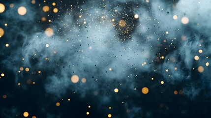 Poster - Abstract Dark Blue Background with Golden Sparkles