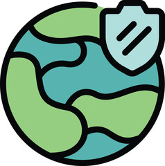 Poster - Simple icon of a shield protecting the earth, symbolizing environmental protection