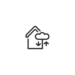 Poster - Home sign. Symbol of house. Open lighting house icon. Outline modern design element. Simple black flat vector icon with rounded corners. Editable icon.