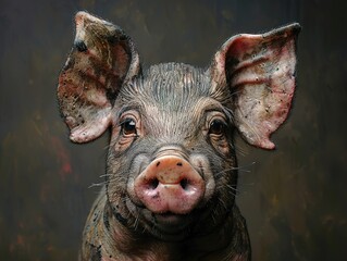 Wall Mural - Cute Piglet Portrait: Close Up of a Young Pig