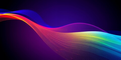 Poster - Abstract colorful wave design on dark background.