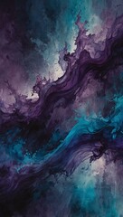 Wall Mural - Abstract art with purple and blue hues for relaxation.