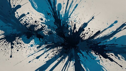 Wall Mural - Abstract blue brushstroke on a white background with artistic splatter.