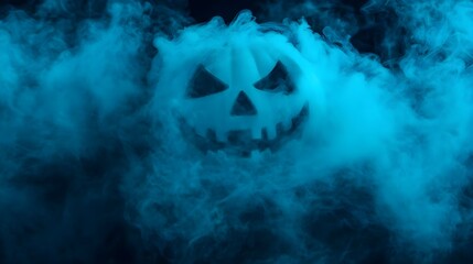 Sticker - Spooky Halloween Pumpkin in Blue Smoke