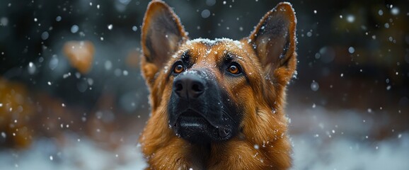 Wall Mural - German Shepherd Dog in Snowfall