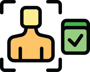 Poster - Body scan technology is analyzing a man with a green tick symbol showing approval