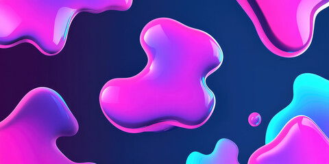 Wall Mural - Abstract floating liquid blob background. Minimal gradient color UI design. 3d render illustration style.