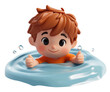 © easybanana - A cartoon boy is swimming in a pool and giving a thumbs up