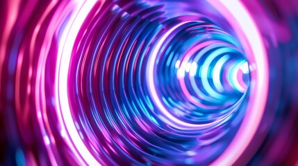 Poster - Futuristic Neon Swirls - Abstract Blue and Purple Background with Dynamic Light Effects