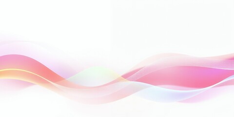 Abstract pink, yellow, and blue waves on a white background.