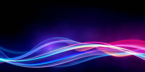 Wall Mural - Abstract blue and pink waves on a dark background.