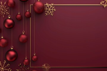 Wall Mural - an elegant christmas background in maroon and gold with ornaments and snowflakes creates a festive a