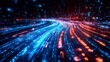 © Thongthawee - Dynamic digital background with vibrant blue and red light trails representing data streams in motion.