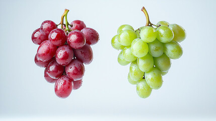 Fresh red and green grapes glisten with water droplets, showcasing their vibrant colors and juicy texture. Perfect for healthy snacking or adding to fruit salads