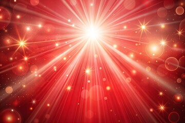 Wall Mural - red beams of light with sparkling stars celebration background