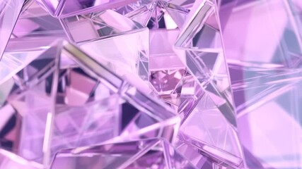 Poster - Stylish background with a polygonal crystal form. A 3D abstraction of a geometric jewelry surface. Scenes with pink reflection crystals in the background.