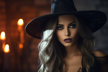 Sticker - Picture of beautiful halloween witch fantasy character generative AI technology