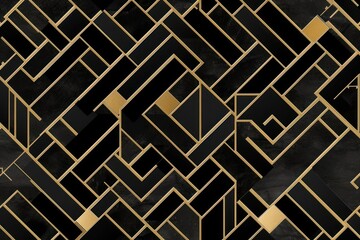 Canvas Print - Black gold tile pattern gate home decor.