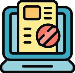 Poster - Simple vector showing a laptop displaying a warning message with a stop sign, ideal for user interface projects