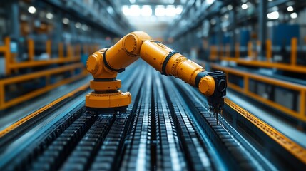 Poster - robotic picker in action during an automated operation in a modern warehouse setting