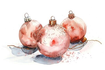 Three Christmas ornaments on a white background