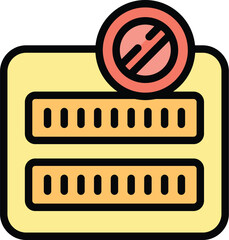 Poster - Colorful icon depicting a server with a crossed out circle, symbolizing a denial of service attack