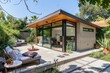 © Kan - Minimal cozy backyard accessory dwelling unit, modern landscaping, stylish and inviting, clean and contemporary design