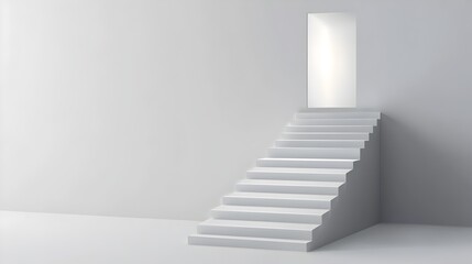 Wall Mural - Minimalist White Staircase in Empty Architectural Interior