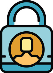 Poster - This vector illustration depicts a closed padlock protecting user data, symbolizing online security and privacy