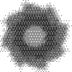 Poster - Pixel pattern shape. Textured with bitmap Y2k dither gradient. Retro star with old computer game graphic effect. Halftone grunge illustration