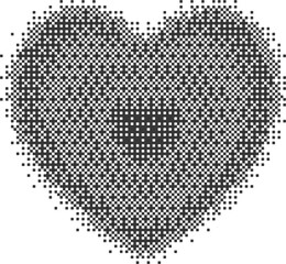 Poster - Pixel pattern shape. Textured with bitmap Y2k dither gradient. Retro heart with old computer game graphic effect. Halftone grunge illustration