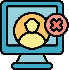 Poster - This icon represents the concept of deleting a user account on a computer, highlighting user data privacy and the idea of an account not being found