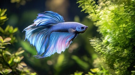 Blue Betta Fish Swimming