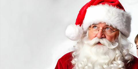 Heartwarming Santa Listening to Children's Christmas Wishes: Captivating Photo Stock Concept Showcasing Sincerity and Hope in Young Eyes for Magical Holiday Moments