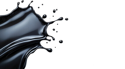 Poster - Dynamic splash of black liquid against a dark background, conveying energy and motion, perfect for creative and modern designs.