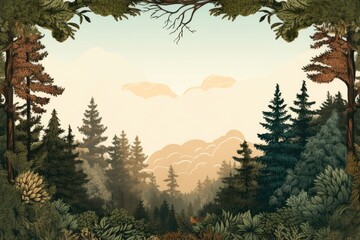 Wall Mural - Forest border design wilderness landscape outdoors.