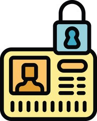 Poster - Padlock is securing an id card, representing the concept of personal data protection