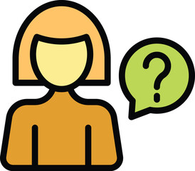Poster - Cartoon woman is shown with a green question mark inside of a speech bubble