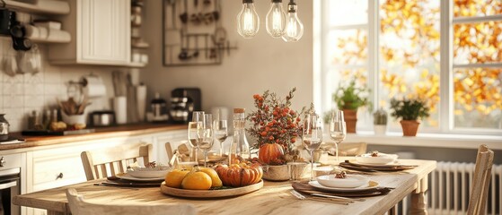 Wall Mural - Cozy and Inviting Thanksgiving Kitchen Decor