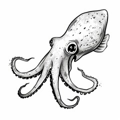 octopus black and white illustration 