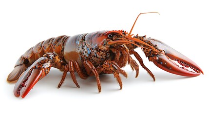 A whole cooked lobster isolated on a white background.