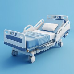 Wall Mural - 3D Hospital Bed Icon: Adjustable for Patient Care Illustration Logo